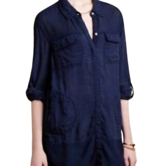 Anthropologie Holding Horses Navy Blue Tunic Top Size Medium - Picture 1 of 6